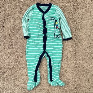 Carter's Teal Striped Dinosaur One Piece